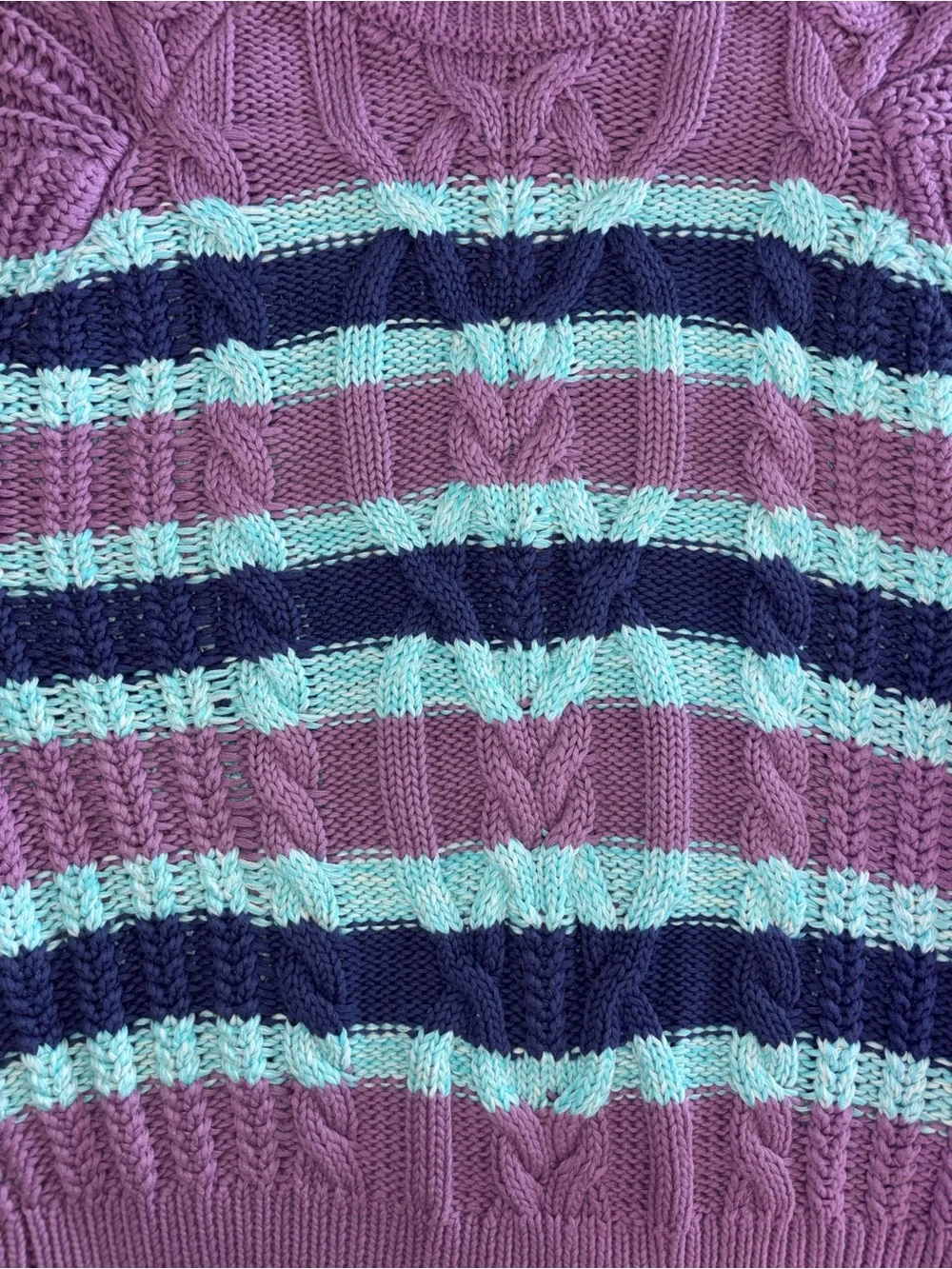 NEW FREE PEOPLE women's frankie cable striped pullover in Lilac combo XS